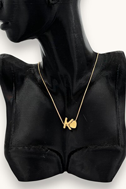 nftart.design Gold Letter and Heart Detailed Necklace