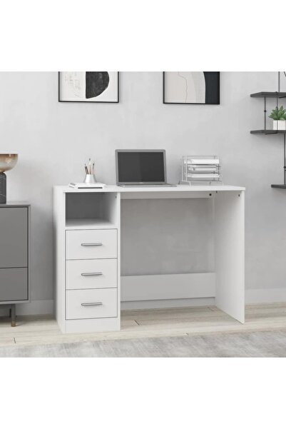 Concept Birou cu sertare, alb, 102x50x76 cm, lemn prelucrat