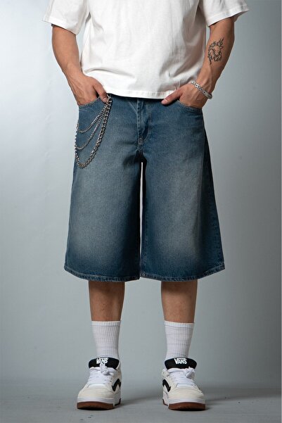 GRJ denim City Fade Baggy Fit Mavi Erkek Jean Şort