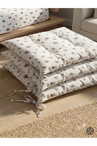Erca Home Tekstil Ürünleri Pofidik 4 Pieces Fiber Textured Stitched Chair Cus...