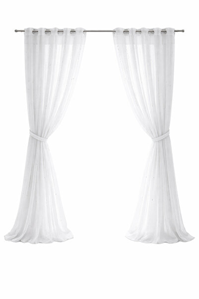 Atmosphera Set 2 perdele voilage Anissa, 60 x 160 cm, Polyester, Culoare Alb