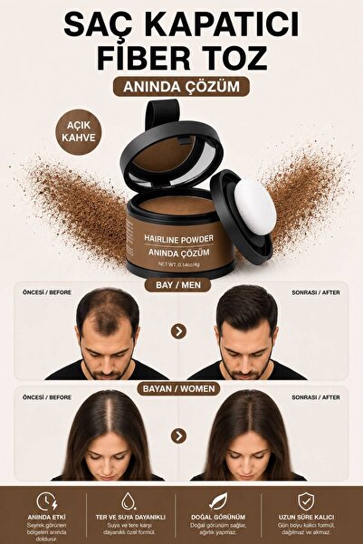 hb skin care Yeni Nesil Saç Dolgunlaştırıcı Açık Kahve Boya Pudra | Seyrek Sa...