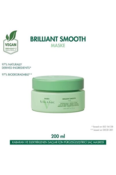 HUSH Veganic Brilliant Smooth Kabaran Saçlar İçin Pürüzsüzleştirici Maske 200 ml
