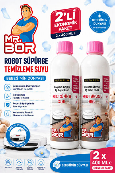 MR.BOR Robot Süpürge Suyu 400 Ml.X 2 Bebeğimin Dünyası Evcil Hayvan Dostu Hoş Kokulu Özel Formül