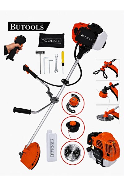 BUTOOLS BS-25 Yan Tipi Benzinli Motorlu Ot Çalı Tırpanı Çim Biçme Makinesi Tı...