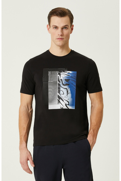 Network N-Tech Siyah Baskılı Penye T-Shirt