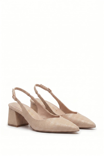 Les Chatelets Pantofi cu toc Slingback din nubuck pentru femei Velours Authen...