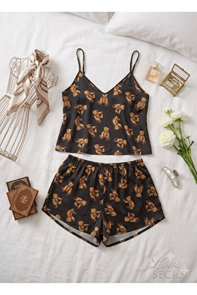 WOMEN'S WORLD FANTASY Satin Pajama and Nightgown Set with Drawstring Straps
