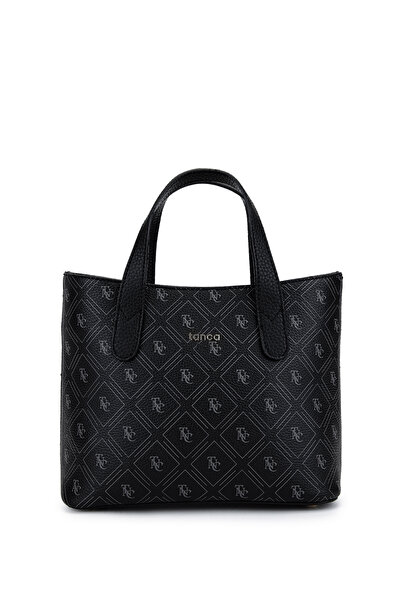 Tamer Tanca Women's Faux Leather Black Pattern Handbag