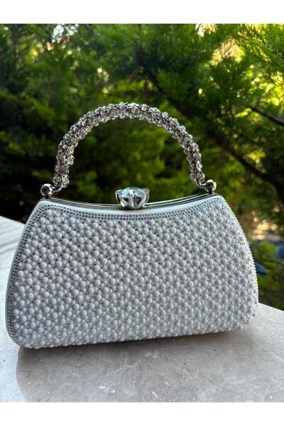 Scarpe Magiche Pearl and Stone Patterned Zircon Stone Evening Dress Bag, Hand...