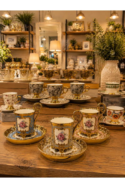 hediye ESTERHOMEDECOR طقم فناجين قهوة بورسلين 6 أشخاص
