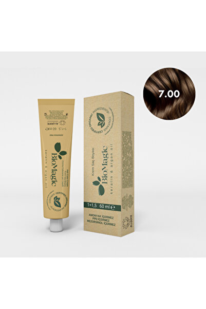 BIOMAGIC 7.00 Kumral Organik İçerikli Amonyaksız Kalıcı Saç Boyası + 20 volüm...