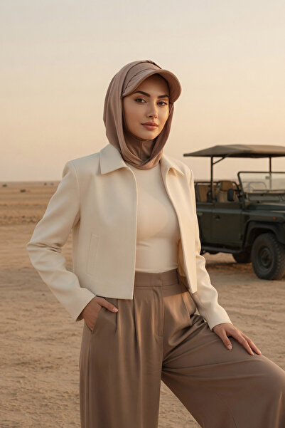 Aisha's Design Siperlik ve Kapatıcı Özellikli Penye Kadın Hazır Bone,B-88P,Vizon