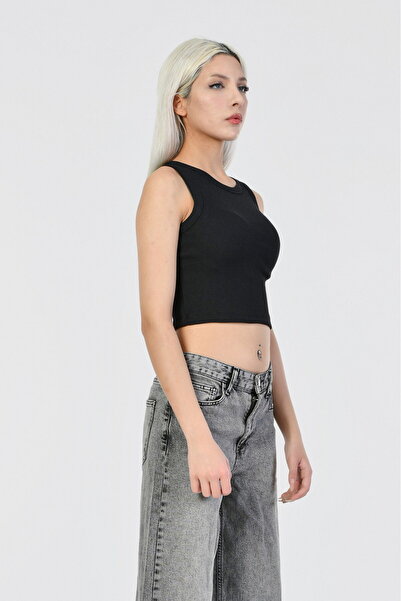 Generic Brand Γυναικείο Crop Tank Top Cactus πλέξη ριμπ Fabric Crew Neck - Μα...
