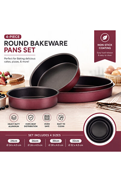 Generic SNK 4-Piece Non-Stick Oven Bakeware Set Round Cake Moulds Heat Resist...