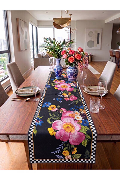 nunuteks evinizi renklendirin Mocha Patterned Decorative Runner - 40X140 cm