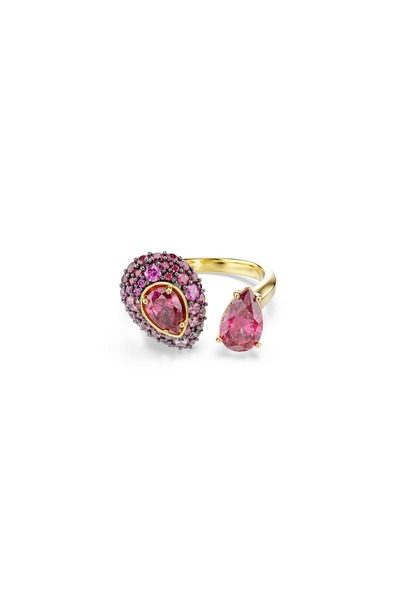 Swarovski Sublima Kokteyl Yüzüğü, Armut kesim, Kırmızı, 18k altın rengi yüzey