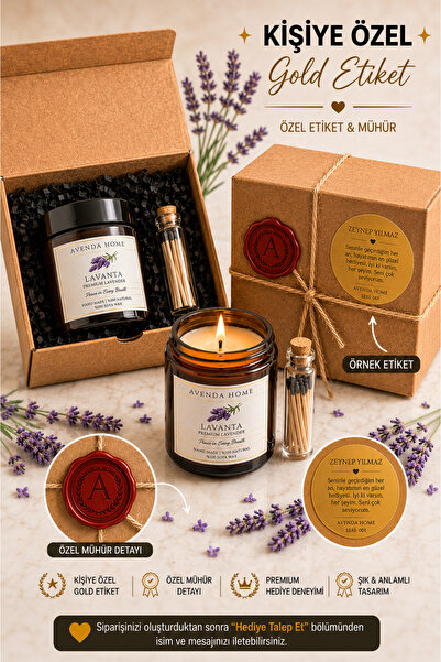 Avenda Home Lavanta Kokulu %100 Doğal Soya Aromaterapi Mum – Premium Amber Ca...