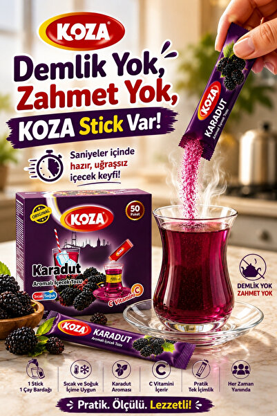 Koza Gurmelerin Seçimi Pratik Lezzet Karadut Aromalı Tek İçimlik Premium İçecek Tozu 50 Stick