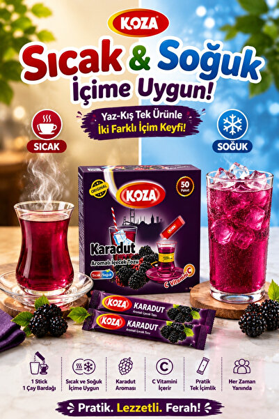 Koza Gurmelerin Seçimi Pratik Lezzet Karadut Aromalı Tek İçimlik Premium İçecek Tozu 50 Stick