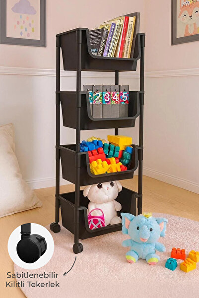Kitchen Life 4 Katlı Tekerlekli Organizer Raf Oyuncak Dolabı,Mutfak Rafı , Ba...