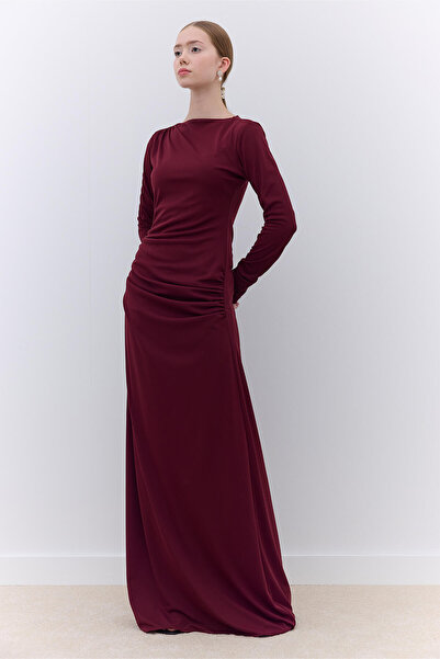 Manuka HAILEY DRAPPIRTEUES ABENDKLEID IN BORDO