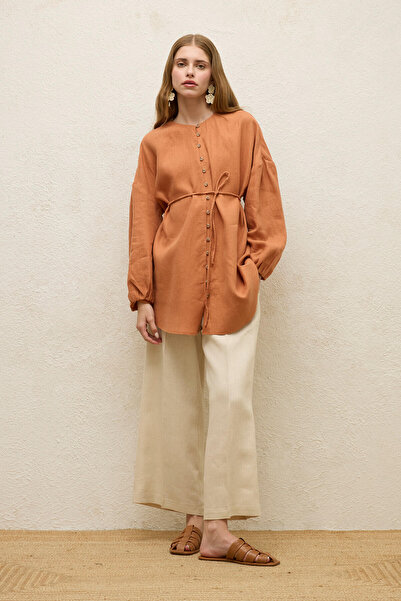 Manuka LINEN BALLOON SLEEVE SHIRT TILE