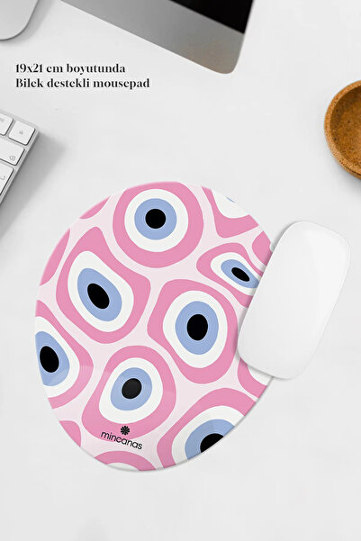 Mincanas Renkli Bilek Destekli Oval Mouse Pad Mouse Altlığı