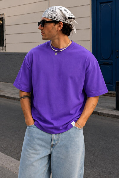 Madmext Lilafarbenes Basic-T-Shirt mit Oversize-Passform für Herren 6066