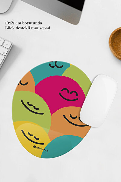 Mincanas Mouse Pad oval cu suport colorat pentru încheietura mâinii
