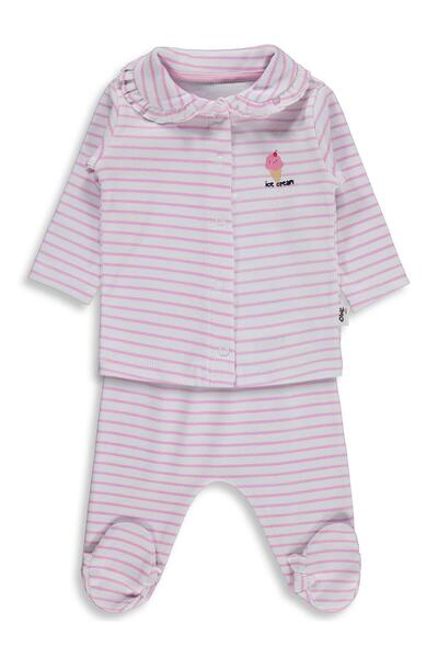 Civil Baby Set de pijamale cu imprimeu în dungi pentru 1-9 luni - Alb