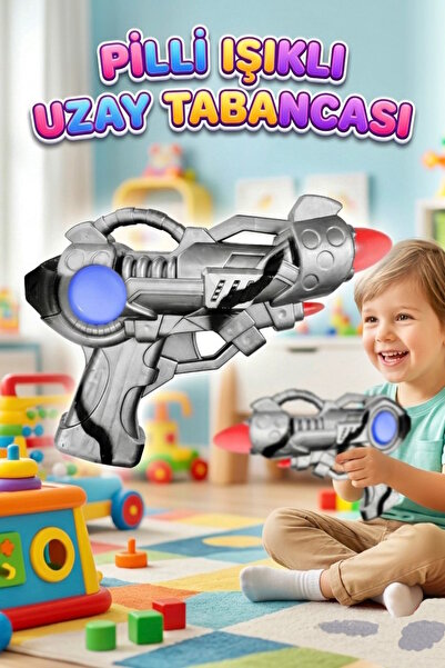 Tıfıl Toys Sesli Işıklı Pilli 23cm Uzay Tabancası Eğlenceli Renkli Pilli Fütü...