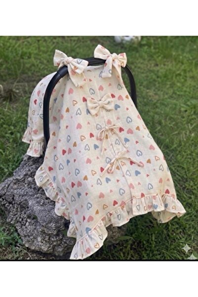 eyma home Heart Pattern 100% Cotton 2-Layer Muslin Stroller Cover