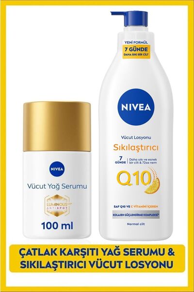 NIVEA Q10 Sıkılaştırıcı Vücut Losyonu 400ml, C Vitamini, Luminous630 Çatlak K...