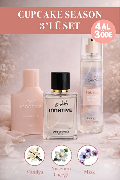 INNATIVE Cupcake Season Saç Parfümü Body Mist ve EDP Parfüm Seti