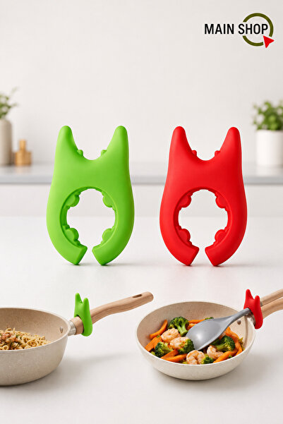 MAİN SHOP 4’lü Set Silikon Tencere Kenarı Kaşık Tutucu ve Kapak Dayanağı - Ço...