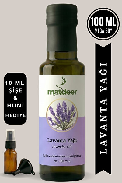 MATDEER 100 ml Lavanta Yağı - Aromaterapik Rahatlatıcı Cilt ve Ortam Kokusu -...