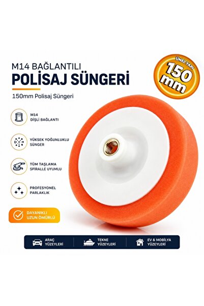 Bhd Pasta Cila Polisaj Süngeri M14 Girişli 150 mm Polisaj Sünger Avuç Taşlama...