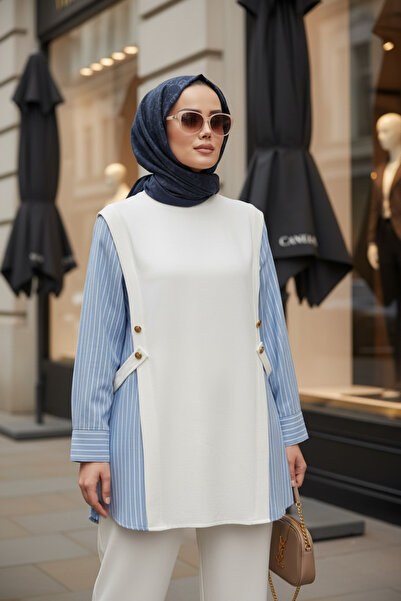 Aselim Hijap Moda طقم نسائي من ليورا مكون من قطعتين – قميص قطني بخيطين مع تفا...