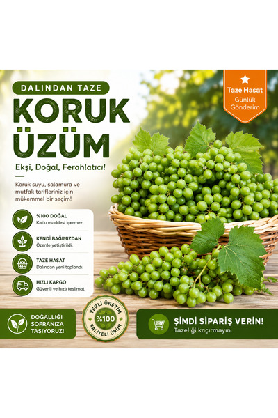 TANSU ŞAHAL 🌿 Taze Doğal Koruk Üzüm – Taze, Ekşi ve Katkısız 🌿