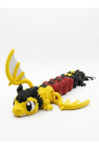 Gernetic 3D Printed Articulated Dragon Toy, Germany Flag Colors, FIFA World Cup Fan Collectible