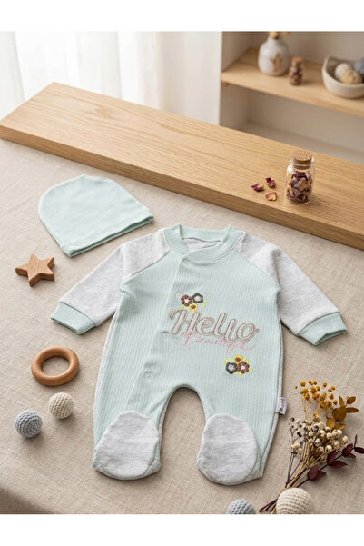 meyastore Baby Romper with Booties Hello Beautiful Embroidered