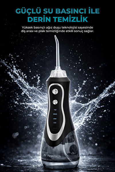 PiranTech AquaDent Pro Şarjlı Ağız Duşu | 4 Başlıklı Diş Arası Temizleme Cihazı