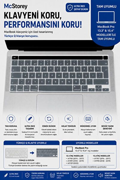 Mcstorey Apple MacBook Pro 13.3 15.4 İnç A1706 A1989 A2159 A1707 A1990 Uyumlu...