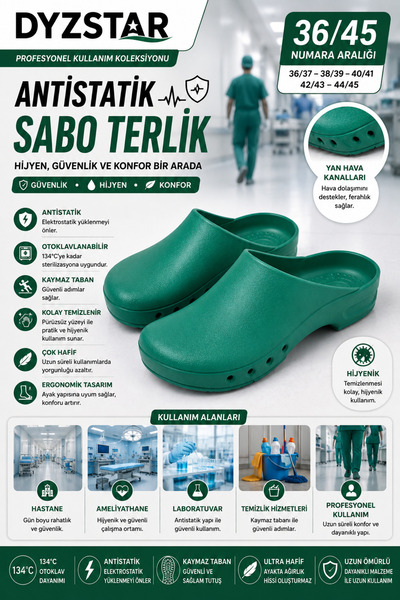 Genel Markalar DYZSTAR Antistatik Otoklavlanabilir Sabo Terlik Hastane Labora...