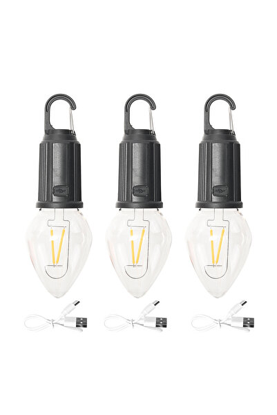 Lawazim مجموعة من 3 مصابيح LED قابلة لإعادة الشحن عبر USB طراز C35 - فانوس لل...
