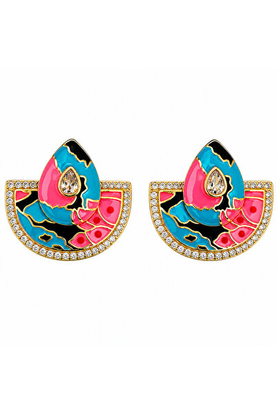 Store Diva Charm Two Tones of Sparkle Pink&Blue Earrings