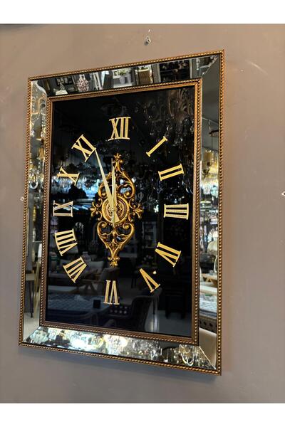 COOLOVS 67×48 Gold Çerçeveli Bronz Kenar Aynalı Siyah Orta Aynalı Dekoratif D...