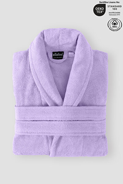 Ellaline Halat de baie liliac 100% bumbac certificat guler șal unisex