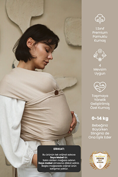 ilays beauty Premium Birinci Sınıf Pamuklu Esnek Wrap Sling Sütlü Kahve (BABY...